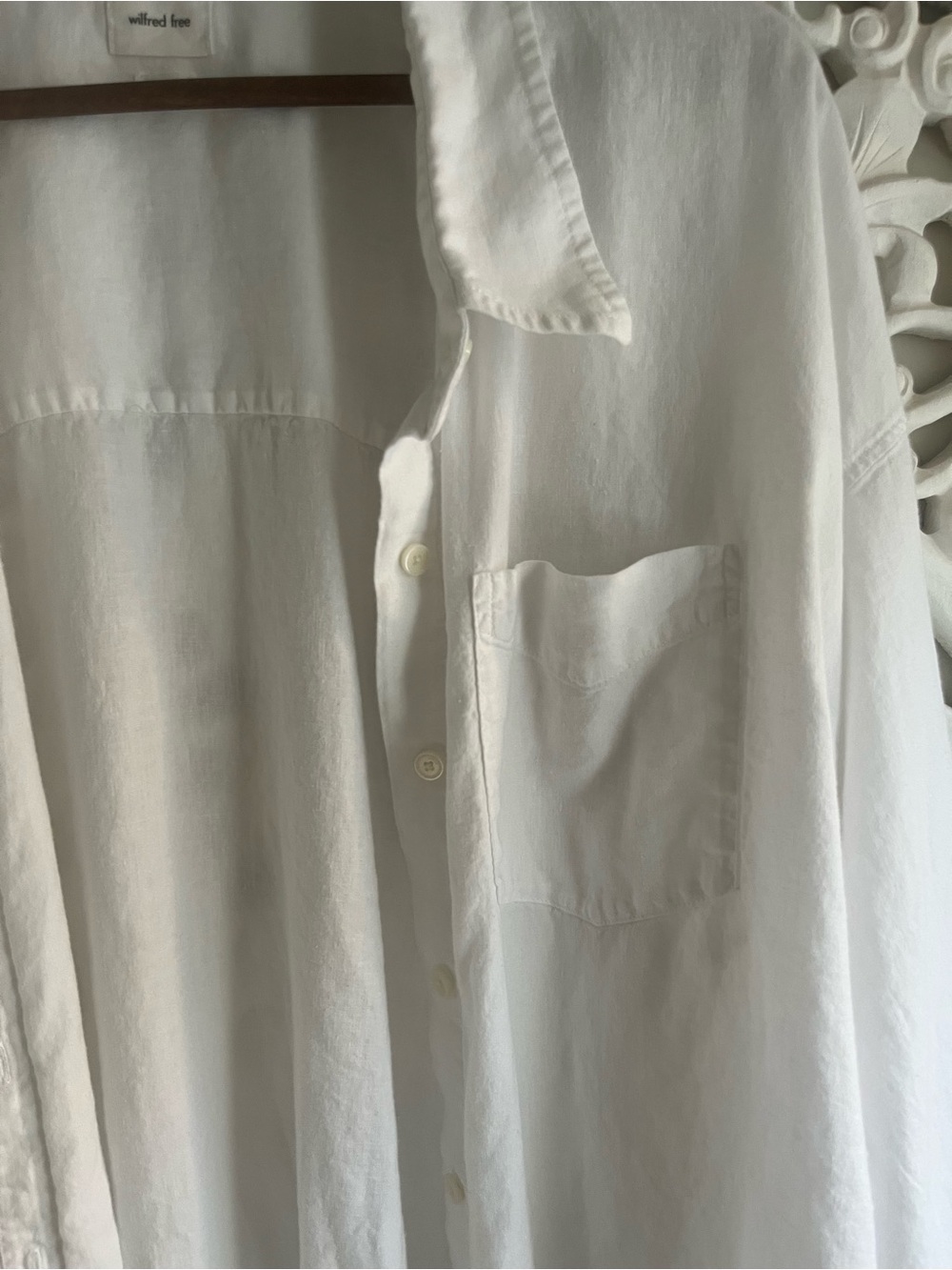 Aritzia Wilfred Free White Linen Oversized Boyfriend Button Up Shirt Large - Picture 4 of 6